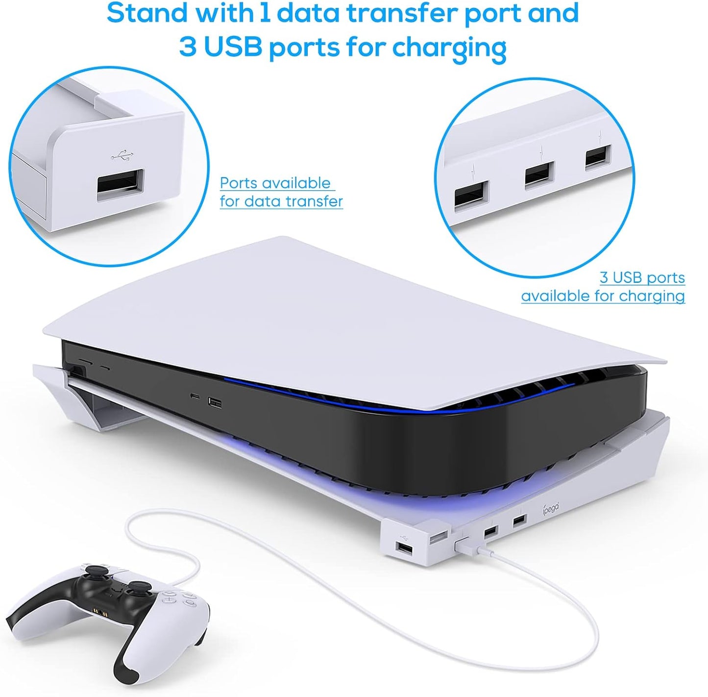 FYOUNG Horizontal Hub USB Port Stand for PS5