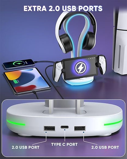 FYOUNG Gaming Headset Holder with Charging Dock Station for Playstation Portal