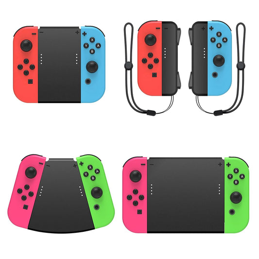 Fyoung 5 in 1 Hand Grip Connector Pack Compatible with Switch and Switch OLED for Joy Con with Wrist Strap