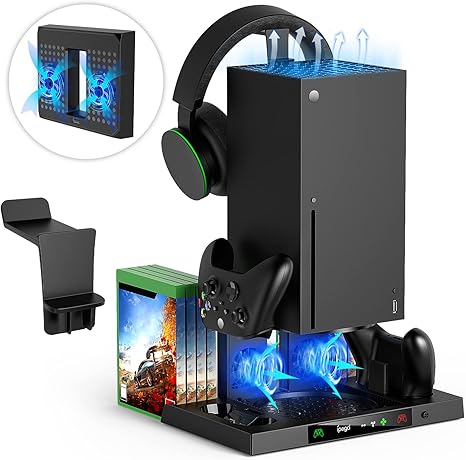 FYOUNG Upgraded Vertical Cooling Stand for Xbox Series X with Controller Charger Station Dock