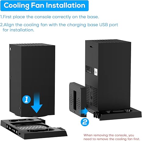 FYOUNG Upgraded Vertical Cooling Stand for Xbox Series X with Controller Charger Station Dock