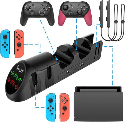 FYOUNG Charger Station for Switch/Switch OLED Model Joy Con and for Switch Pro Controllers Charging Dock