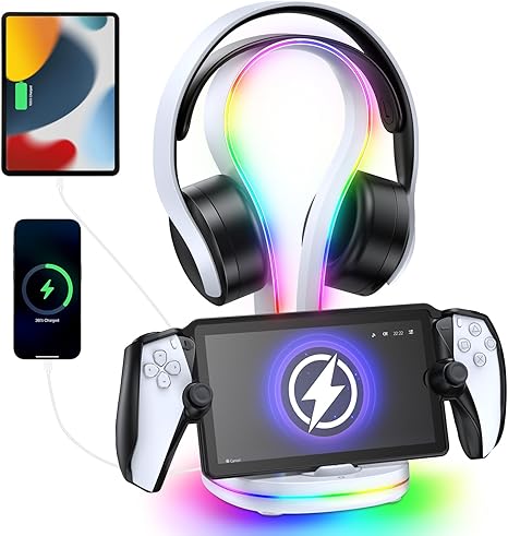 FYOUNG Gaming Headset Holder with Charging Dock Station for Playstation Portal