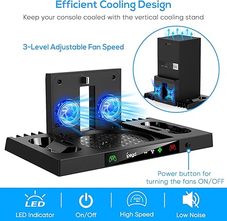 FYOUNG Upgraded Vertical Cooling Stand for Xbox Series X with Controller Charger Station Dock